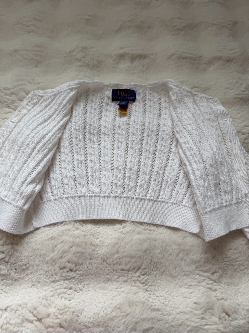 Polo Ralph Lauren Soft White Cable-Knit Cropped Cardigan - 3 - Picture 2 of 9